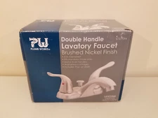 Plumb Works Double Handle Lavatory Faucet Brushed Nickle Finish 673-7094 NEW!