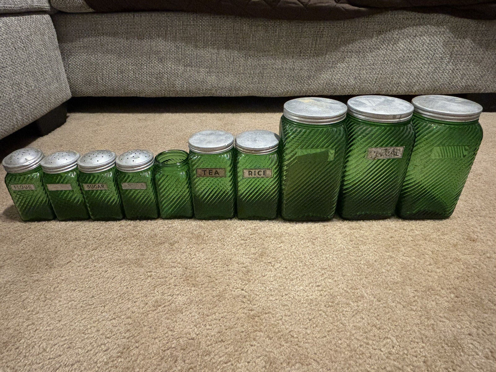 Owen’s Illinois green Canister Set