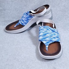 BZEES WOMENS SANDALS DAZZLE BLUE WEDGE THONGS US-9 EU/39 NEAR MINT 