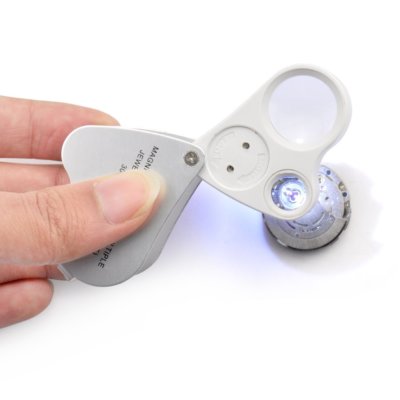 60X Pocket Microscope Magnifier 30 LED Lighted Loupe for Coin Stamp Jewelry