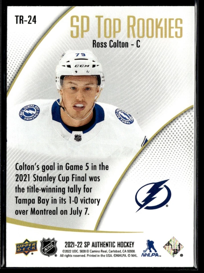 2021-22 Sp Authentic Top rookies Ross Colton #TR-24 - Image 2 of 2