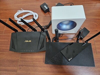 ASUS RT-AX3000 Router, ASUS Blue Cave, TP-Link AX3000 AX55. **Lot of 3 routers**