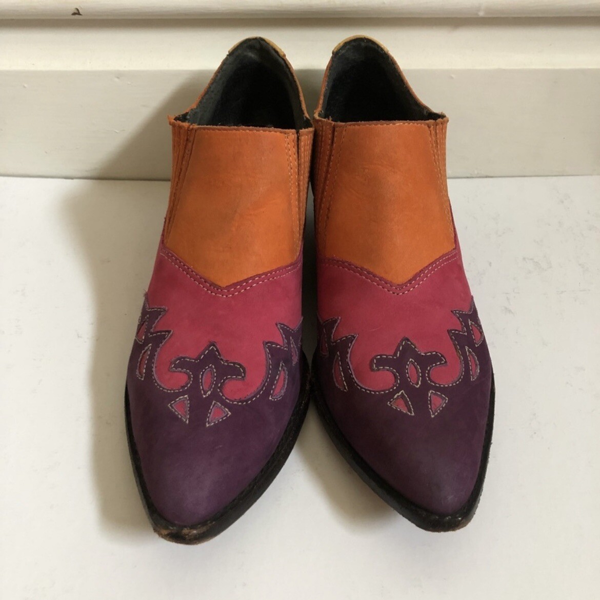 Ankle Boots Corral Red Booties Vintage CIRCLE S CORRAL MULTI COLOR