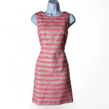 Eliza J - Women's Alina Striped Tweed Mini Tank Dress Hot Pink Cream - Sz. 6P