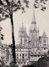 Lausanne Cathedrale Neuohater 3499 Halftone Notre Dame Switzerland Postcard