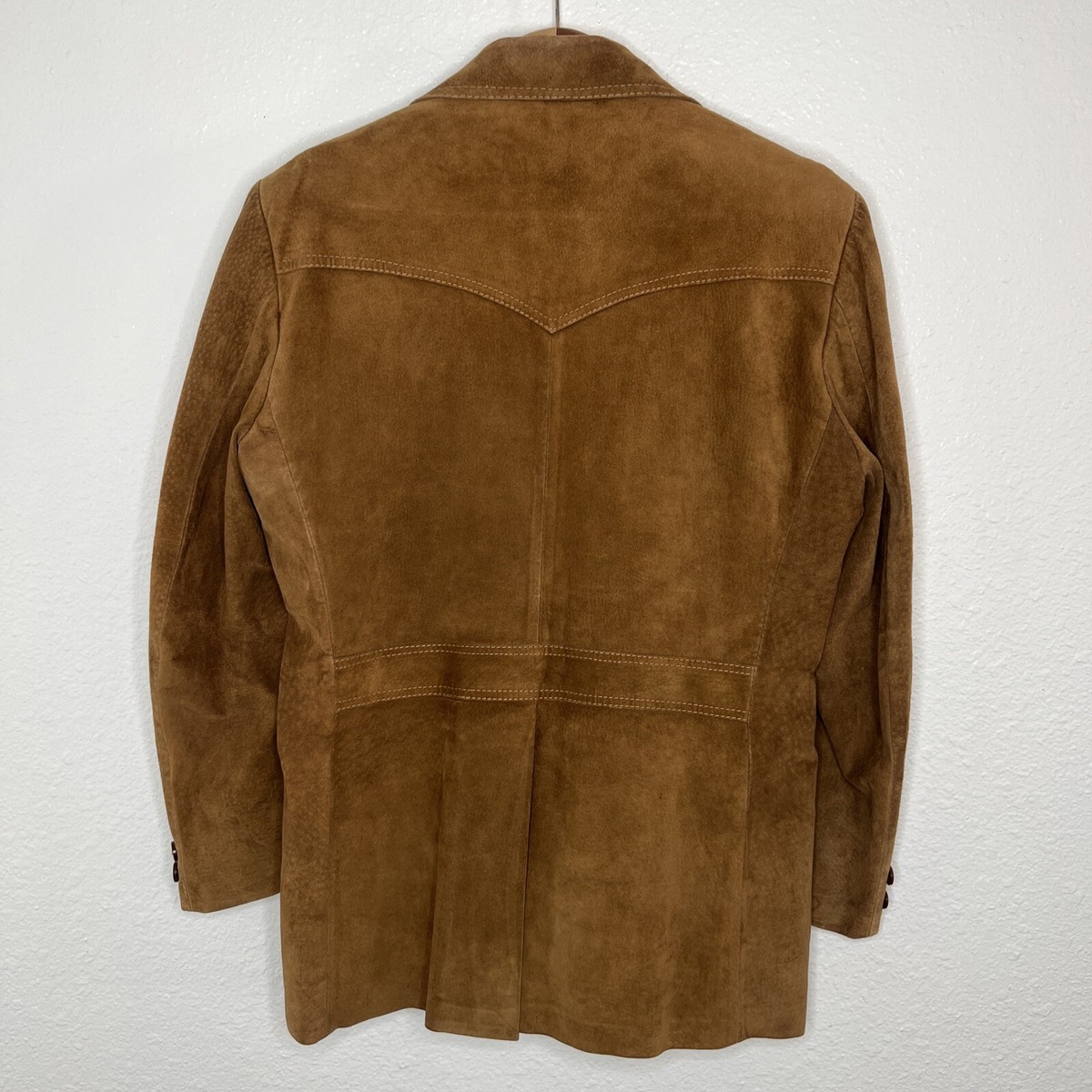 Vintage William Barry Suede Brown Mens Jacket 2 button leather