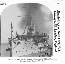 British Battle Cruiser Indomitable, 1978 Reproduction Stereoview