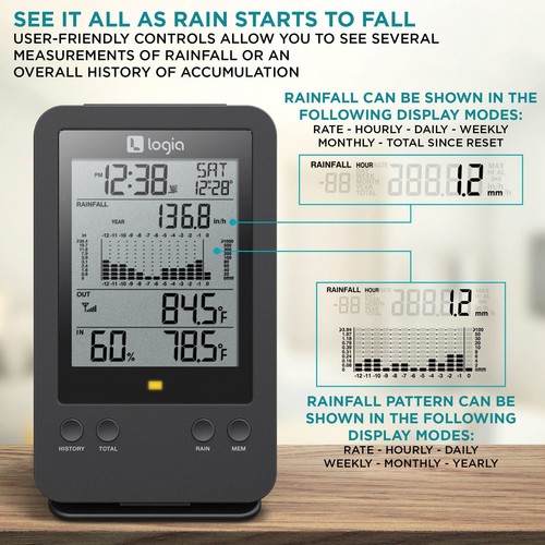 Logia 3-in-1 Weather Station with Rain Gauge, Humidity & Outdoor Thermometer - Picture 6 of 8