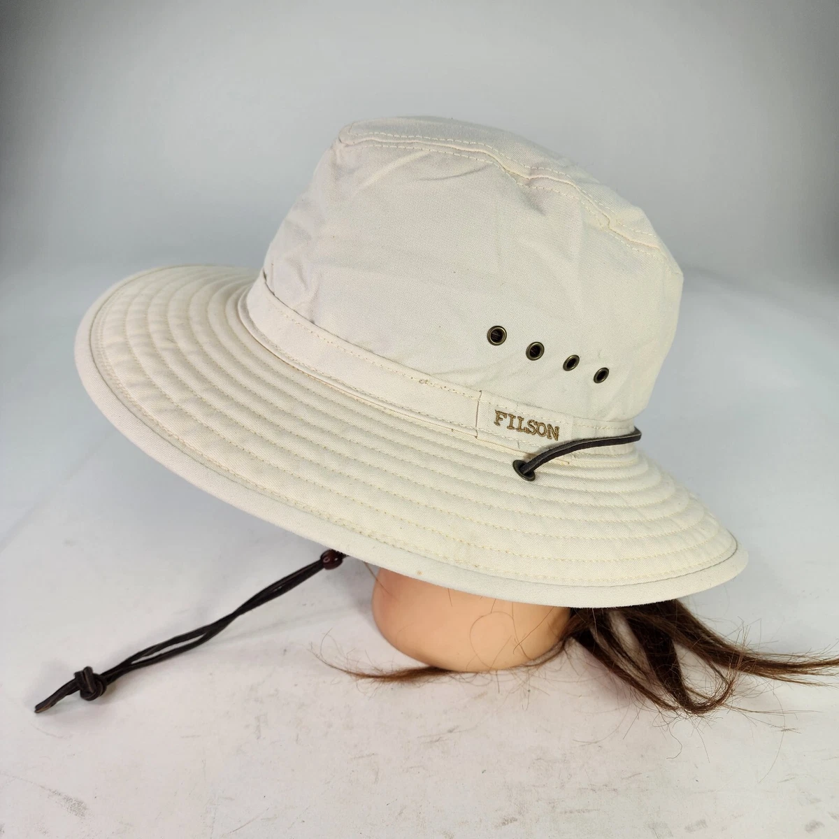 Filson Twin Falls Travel Hat Medium 3 Brim White Light Sun Hat