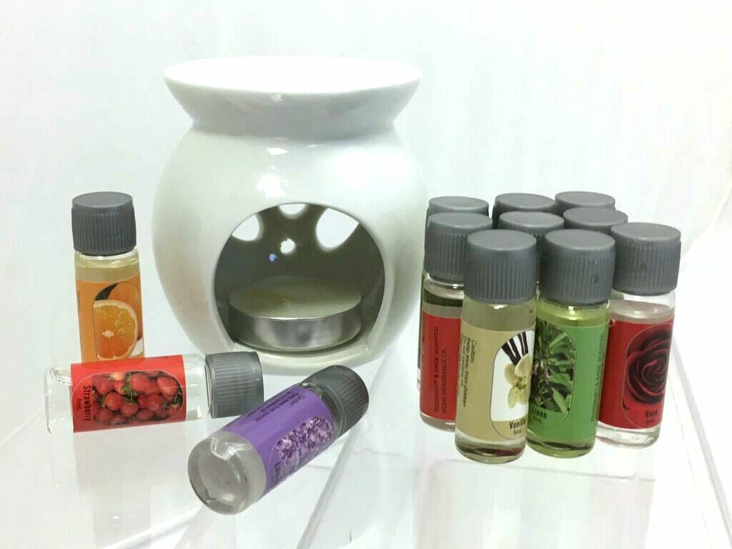 14Pcs OIL BURNER GIFT SET WITH 12 FRAGRANCE OILS AROMA THERAPY OIL