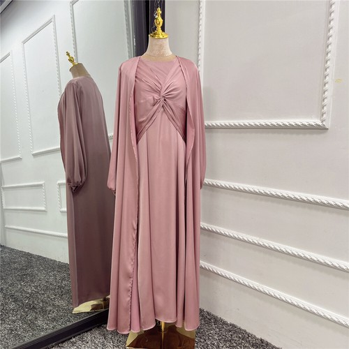 HASASERIES HS0719 Cardigan with Vest Dress Abaya Robe