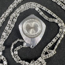Vintage Montreluxe Silver Swiss Wind Up Watch Pendant Necklace RUNS