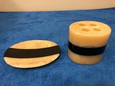 Marble Bathroom Accessory Set, Natural Marble, 2-Piece Set