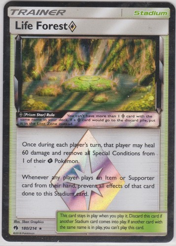 Pokemon TCG SM Lost Thunder 180/214 Life Forest Prism Star Rare Card