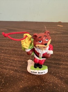 VTG SUPER SUGAR CRISP SANTA CLAUS SUGAR BEAR SURFING CHRISTMAS ORNAMENT 1993
