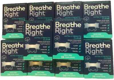 260 BREATHE RIGHT NASAL STRIPS, EXTRA STRENGTH CLEAR SENSITIVE SKIN ( 10 BOXES )