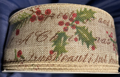 MAKER'S HOLIDAY CHRISTMAS RIBBON HOLLY,RED BERRIES