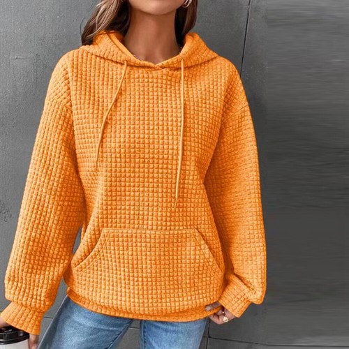 Damen Baggy Tops langarm Sweatshirt Hoodie Freizeitpullover schlicht Waffel C - Bild 18 von 30