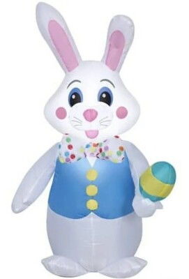 Airblown White Bowtie Bunny with Vest Easter Inflatable 48 x 27.17 New In Box