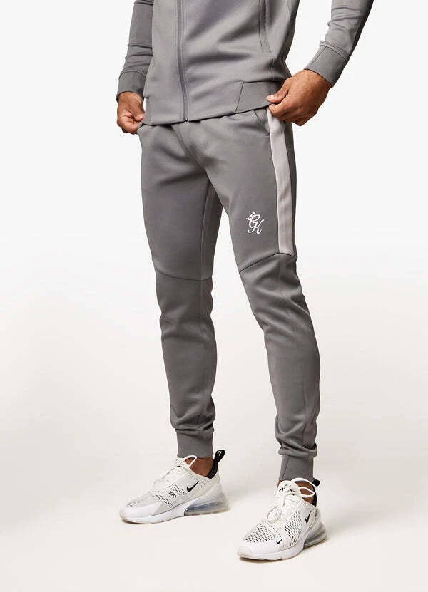 Gym King Mens Joggers Grey Poly Tracksuit Bottoms Sweatpants Core
