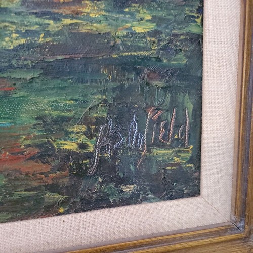 Original Mountain Landscape Oil On Canvas Painting 28x24" Signed Ashfield - Picture 3 of 7