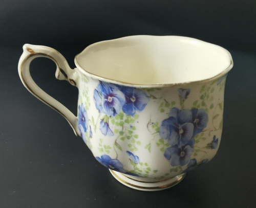 Vtg Royal Albert Blue Pansy Tea Cup Chintz Floral Flower Bone China England - Picture 3 of 6