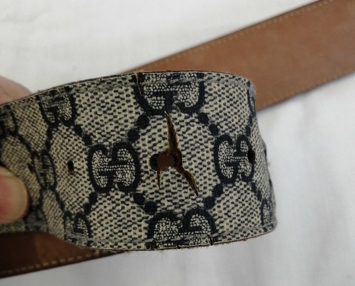 GUCCI Authentic Anchor Buckle Belt Beige GG pattern size 85