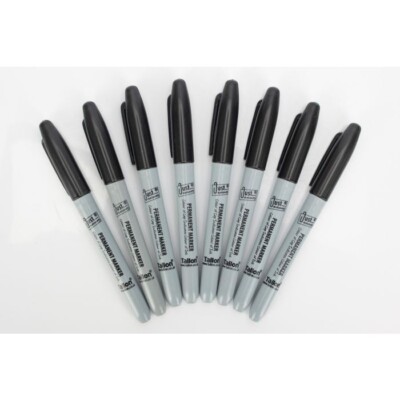 8 x schwarze feine Spitze Permanent Marker Stifte am besten wasserdicht genau wie Sharpie