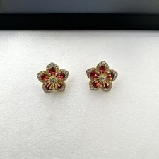CZ Crystal Flower Stud Earrings for Women