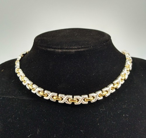 Sterling Silver X link Chain Necklace Signed Italy 925 Vintage 1970s 1980s - Picture 7 of 7