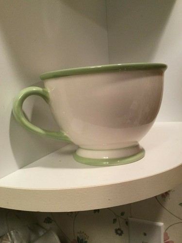 Starbucks 2006 Nurturing 10 oz. Footed Coffee Cup Mint Green Yellow Floral - Picture 3 of 7