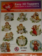 HEARTY CRAFTS EASY 3-D TOPPERS "ANGELS" HC7839 -10 DESIGNS 3 LAYERS