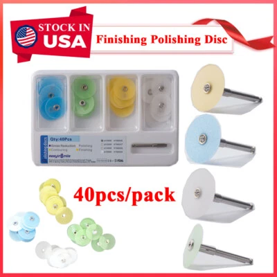 EASYINSMILE 40Pcs Dental Disc Metal Composite Spiral Discs Finishing Polishing Wheel Mandrel