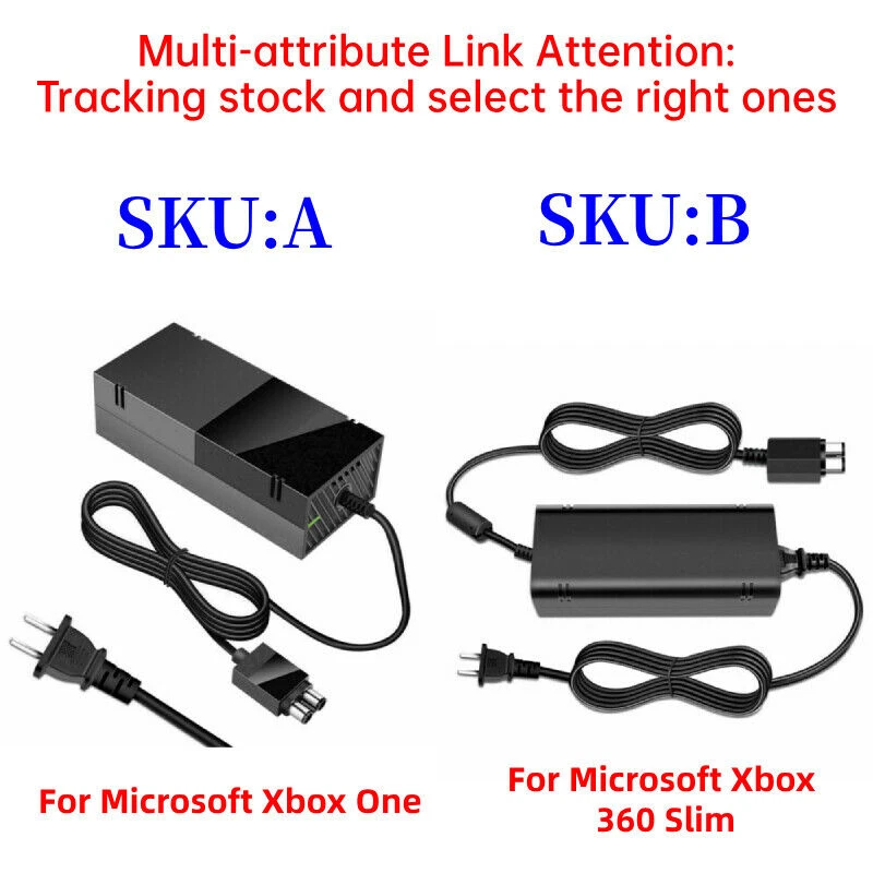 FOR XBOX One / XBOX 360 Console Power Supply Brick Adapter Charger AC Power Cord - Image 2 of 2