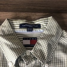 Vintage Tommy Hilfiger Green Beige Check Gingham Long Sleeve Shirt 15 32/33