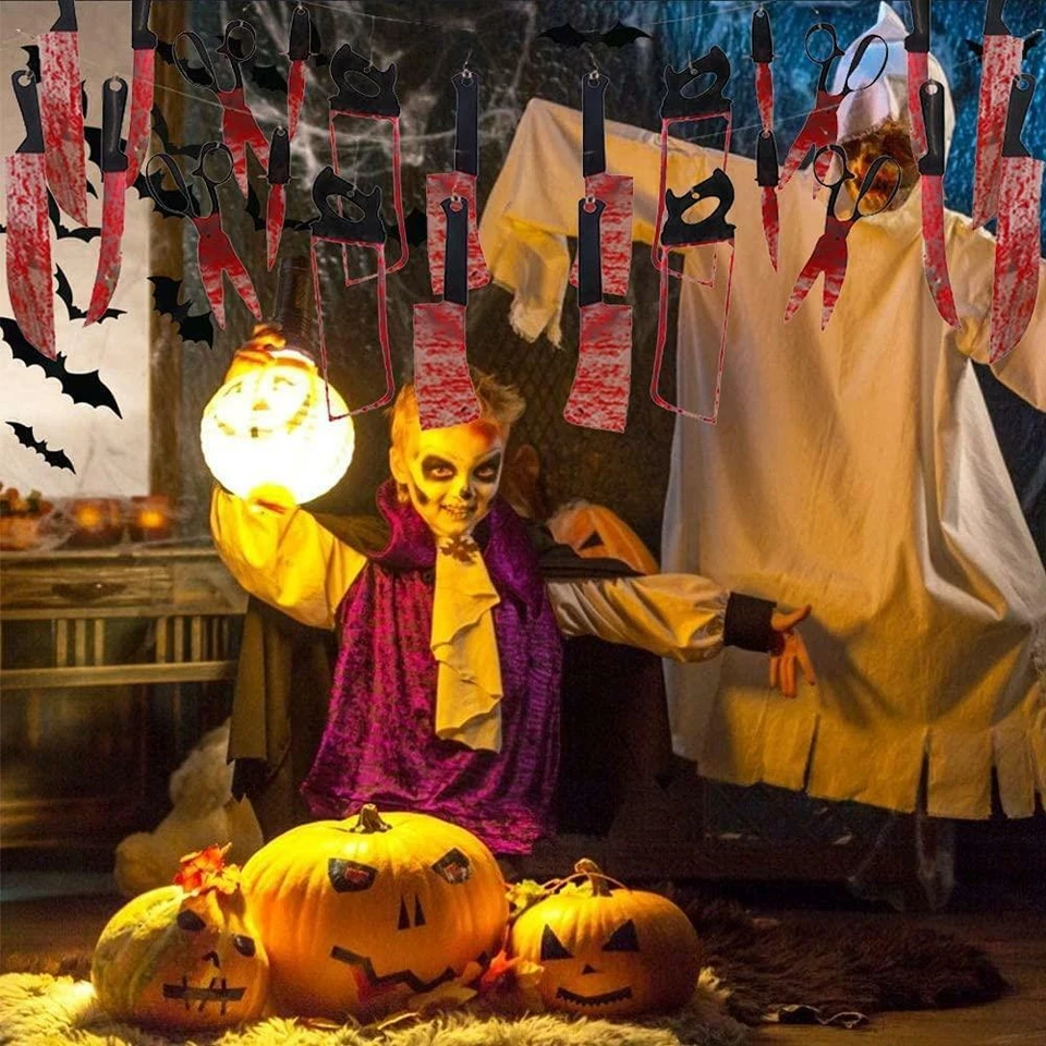 3 Set Halloween Bloody Weapons Scary Garland Banner Halloween Party Decorations - Image 3 of 4