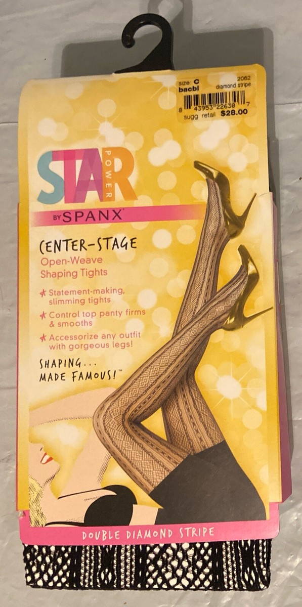 Spanx Star Power Center Stage Sz C Shaping Tights Diamond Stripe