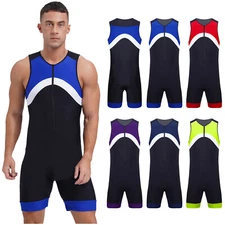 Men's Swimwear Round Neck Jumpsuit Pool Swimsuit Classic Bodysuit Zip Up Tank