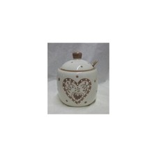 Zuccheriera natale ceramica decoro cuore beige natale 9x11 cm  LES-4040-1