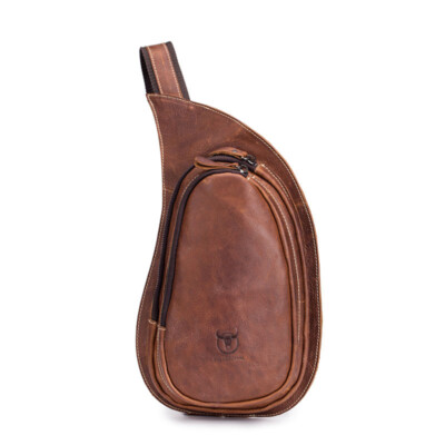 Vintage cowhide men's chest bag, large capacity multi-functional cross-body bag