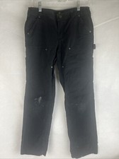 Vintage Carhartt Women s Black Double Knee Work Pants Size 6 31x31 Distressed
