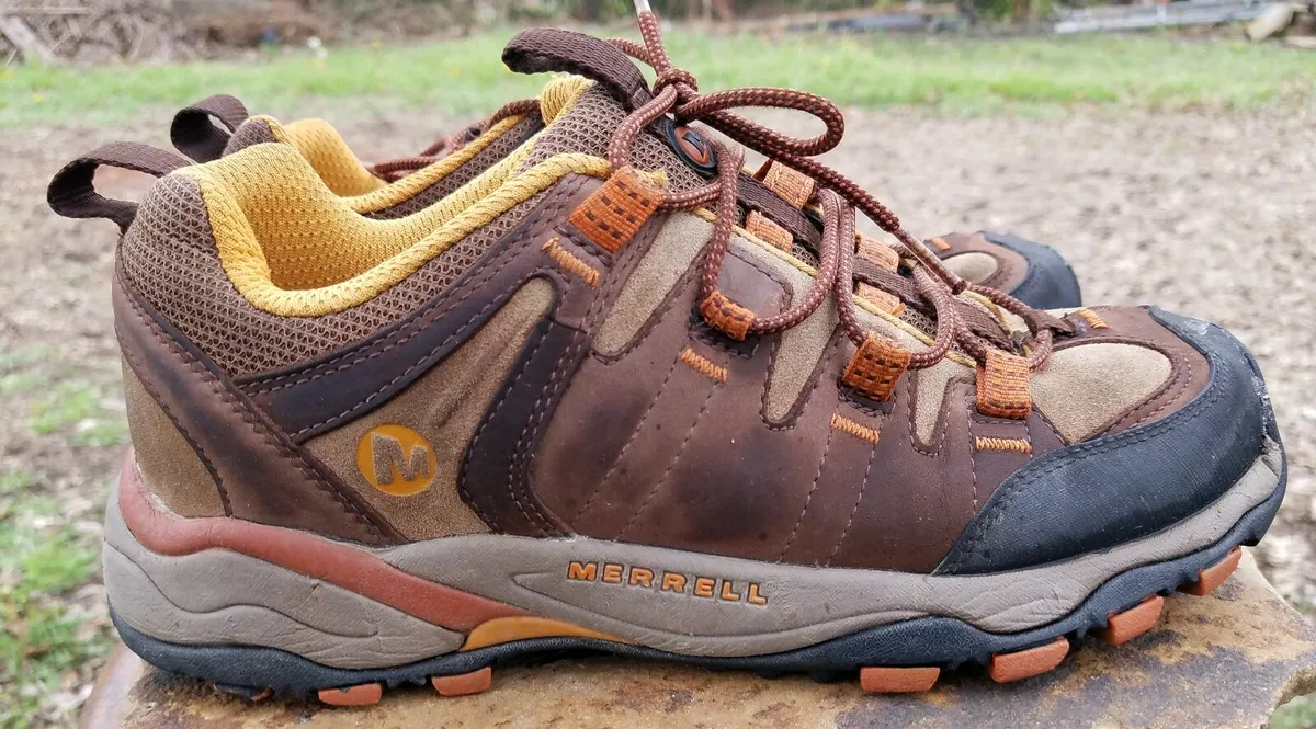 Brown leather hiking clearance shoes