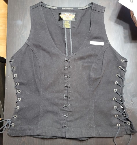 black lace up vest