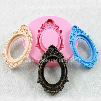 Oval Vintage frame silicone mold for fondant chocolate clay Molde marco ovalado