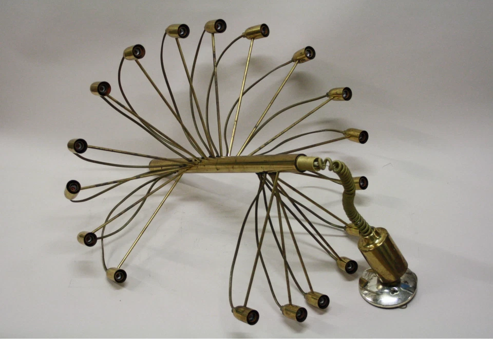 Lámpara de araña Gino Sarfatti - 27,5 pulgadas latón 18 bombillas brazo radiante luz Foto 4 de 4