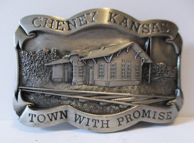 Cheney Kansas Santa Fe Railroad Train Depot Belt Buckle 1985 Limited Edition S&S