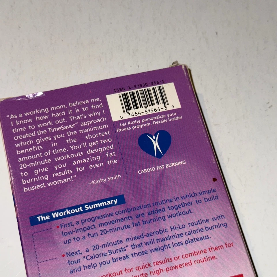 Kathy Smith TimeSaver Cardio Fat Burner VHS Workout 1998 Fitness Video Foto 3 de 4
