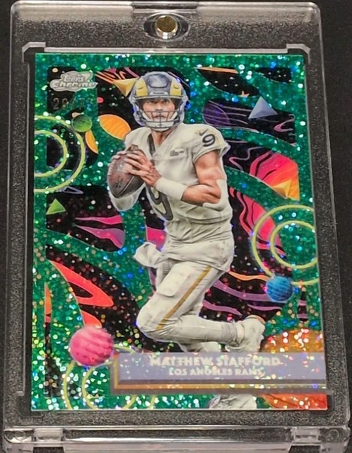 2025 Topps Chrome Cosmic #56 Matthew Stafford Green Space Dust /75 Rams