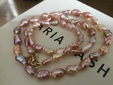 Solid 9ct gold baby keshi freshwater pearl necklace 9k 375