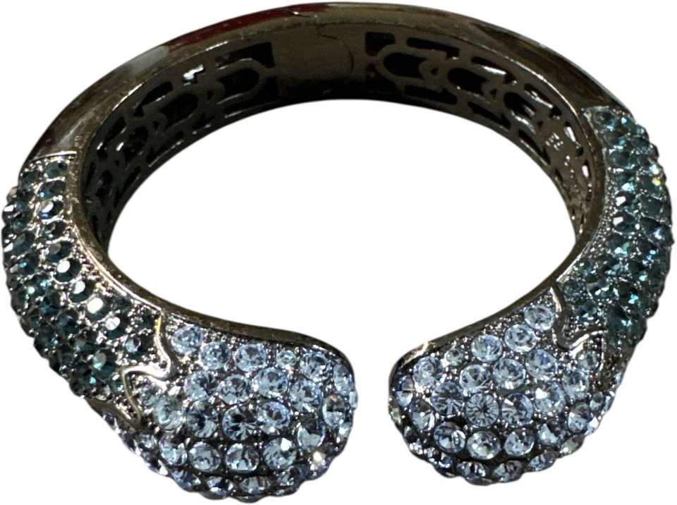 Joan Boyce Brazalete Bisagra Bisagra Brazalete Pavé Azul Cristales Gunmetal 6.5" Foto 3 de 4